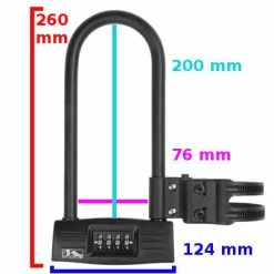 Antivol U à Code Avec Support Vélo M-Wave -Promos Sacoches Vélo Magasin antivol u a code avec support velo m wave full 3