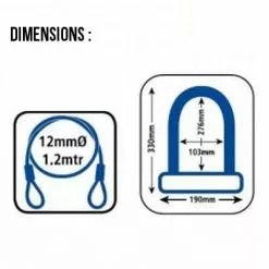 Antivol Vélo Combiné U Et Cable à Clefs - Oxford -Promos Sacoches Vélo Magasin antivol velo combine u et cable a clefs oxford full 3