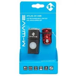 Set D'éclairages Vélo Avant Et Arrière à LED Rechargeables USB Atlas 20 M-Wave 7 Set D'éclairages Vélo Avant Et Arrière à LED Rechargeables USB Atlas 20 M-Wave -Promos Sacoches Vélo Magasin feu arriere velo m wave atlas 20 packaging